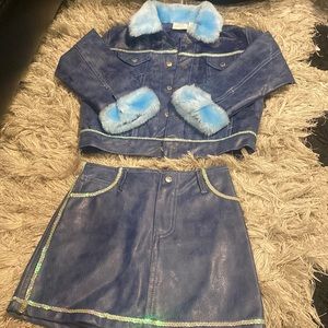 Kids fur skirt set